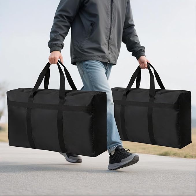 Extra Large Moving Bags with Strong Zippers, Storage Bags with Carrying Handles, Duffle Bag Packing Bags for Moving, Storage, Travel and Camping, Storagebag Totes for Space Saving