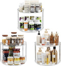 LAMU 3 Pack 2 Tier Lazy Susan Turntable Organizer 9.25'' Rotating Spice Rack Organization for Cabinet, Kitchen, Pantry, Countertop, Bathroom, Vanity, Medicine Cabinet Organizer, Clear