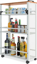 2026 New, Slim Kitchen Storage Cart, 3 Tier Metal Rolling Utility Cart Mesh Basket, Multifunction Wire Basket Shelf Trolley for Home Laundry, Bathroom, Living Room, White