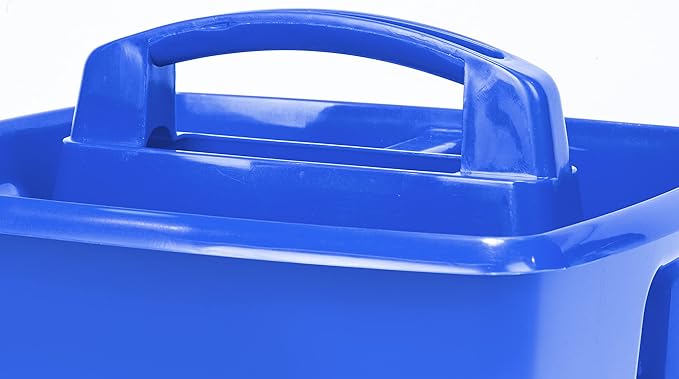 Storex 3-Compartment Small Caddy – Multipurpose Classroom Organizer with Handle, Azure, 6-Pack (00947A06C)