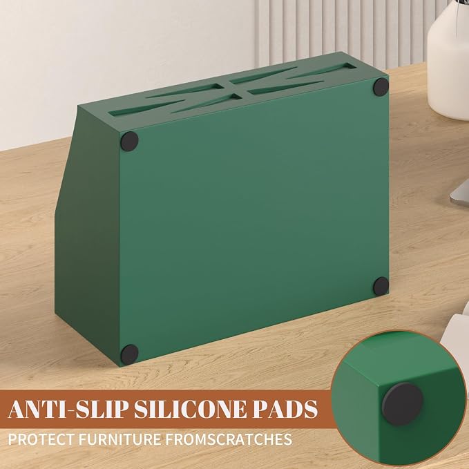 Wood Mail Organizer Countertop,Farmhouse Desk and Kitchen Countertop Storage, Letter Sorter, Desk Mail and Bill Organizer, Desktop File and Paper Holder (Green)
