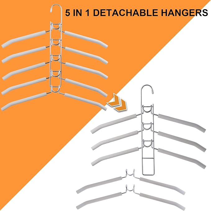 Space Saving Hangers for Clothes 2 Pack Closet Storage | Heavy Duty Non-slip Foam Padded, Detachable Design. Fits Shirts, Coats, Suits. Perfect Storage for Dorms & Apartments