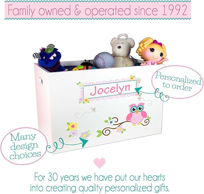 My Bambino Personalized Toy Storage Box and Bin Newborn Gift (Aqua Butterflies) | Personalized Kids Gift