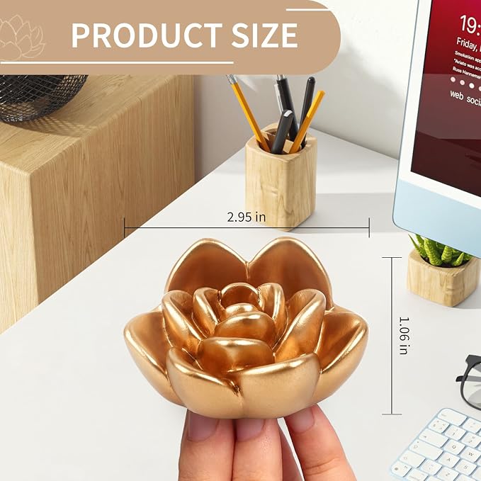 Vintage Gold Business Card Holder: Flower Shaped Decorative Desk Display | Vertical Business Card Stand for Women, Display Rack for Photos, Table Numbers, Place Cards, Signs, Notes & Incense Sticks