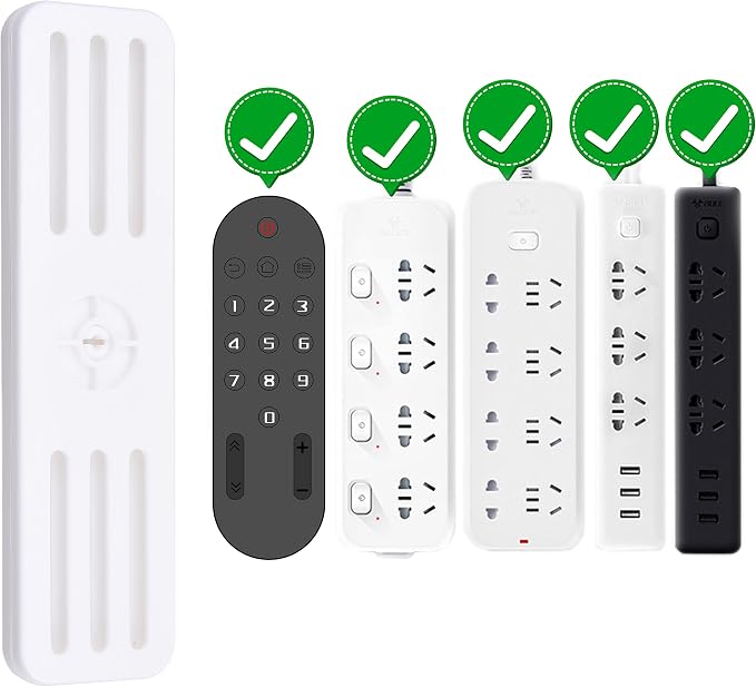 Self Adhesive Power Strip Holder 4 Pack - 360 Degree Rotation Wall Mount Fixator - Home, Kitchen, Office - Also for Remote Control, WiFi Router- Attaches to Wood, Plastic, Metal, Ceramic