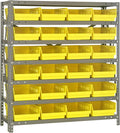 Quantum Storage Systems 1239-107YL Steel Shelving Unit with 4" Shelf Bins, 12" D x 36" W x 39" H, Yellow