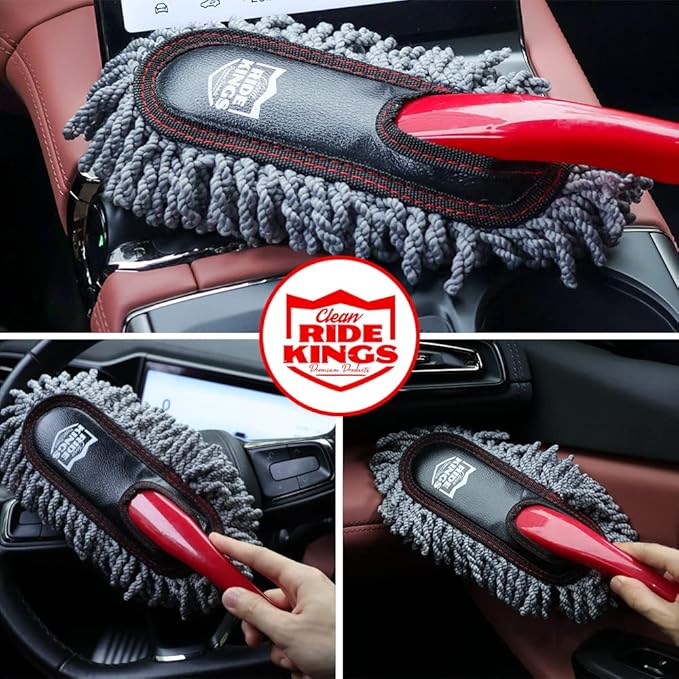 Car Duster Exterior Scratch Free,Car Dusters Extendable Handle Cleaning Exterior,Detailing Brush Kit for Truck,SUV,Caravan,Motorcycle,Wax Cotton Fabric,Waterless Wash Equipment