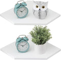 Corner Floating Shelves, White Corner Wall Shelf Set of 2, Solid Oak Wood Corner Shelves Wall Mount Shelf with Wire Hole Small Plant Display for Kitchen Living Room Bedroom