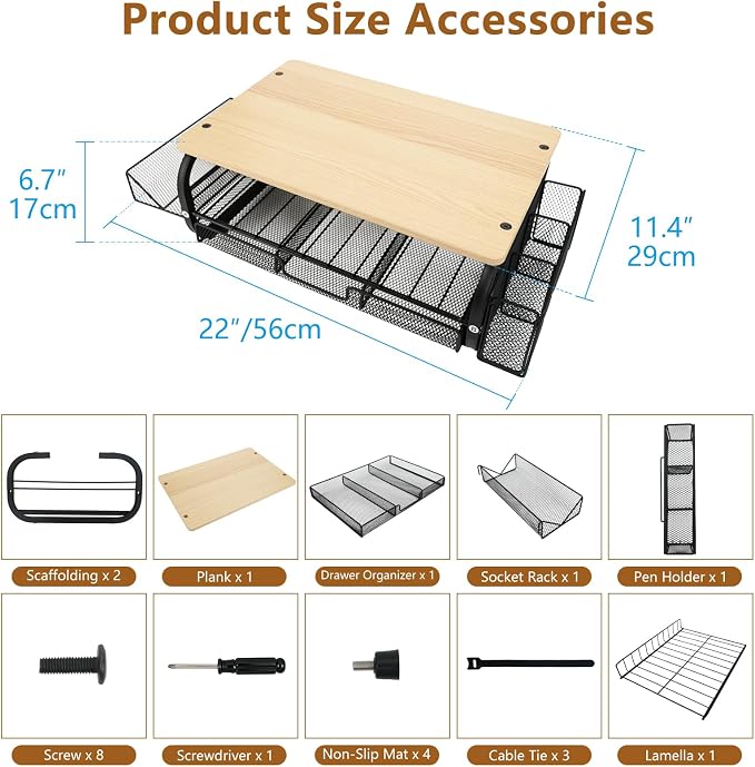 Desk Organizers and Accessories Monitor Riser, Monitor Stand with Drawer (2-Tier Drawers) with Large Side Storage Rack & Cable Management,66LBS/30KG, Office Organization, Oak