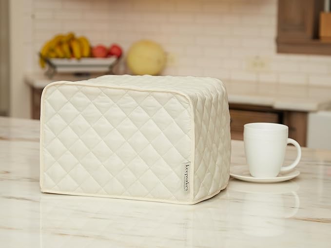 Covermates Keepsakes Rectangular Appliance Cover – Quilted Kitchen Appliance Cover for Countertop Storage – Dust Protection – Stain Resistant – Washable – Slip-On Appliance Design, Cream