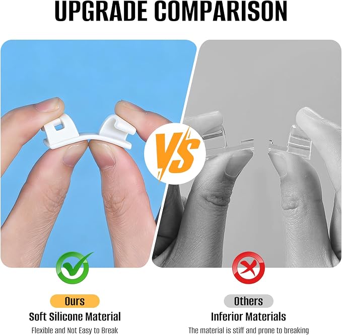 50 Pcs Self Adhesive Cable Clips,Upgraded Cable Management with Screw Hole,Strong Cord Organizer for Under Desk,Car,TV PC,Christmas Light Indoor/Outdoor-White S