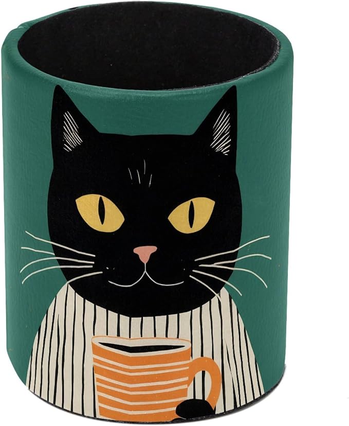 Funny Cat Pen Holder Pencil Organizer for Desk, 3.1” x 3.1” x 3.9” Pencil Cup Office Supplies, Large Capacity Cute Pen and Makeup Brush Holder for Desktop, Home, School