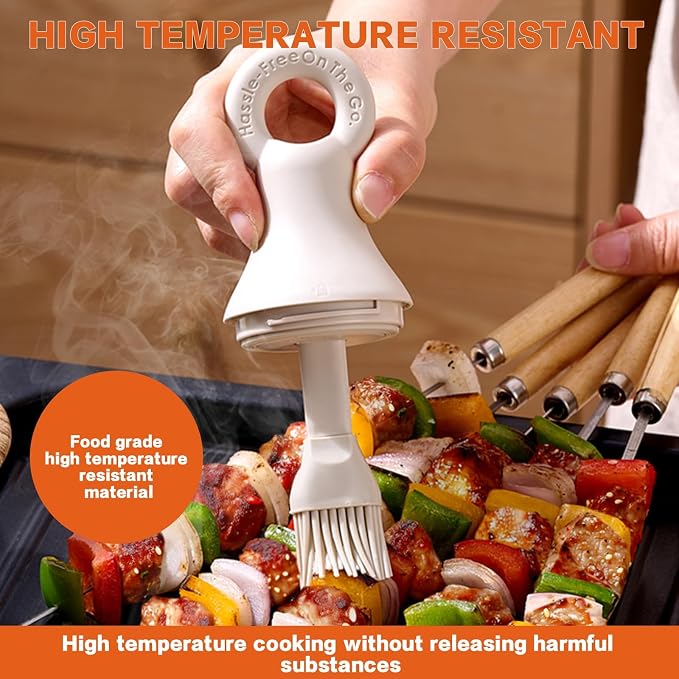 MMJ Portable High Borosilicate Glass Oil Sprayer Brush 150ml（5.07oz）, Outdoor Camping BBQ Accessories, Heat Resistant Silicone Basting Brush for Grilling, Baking, and Cooking