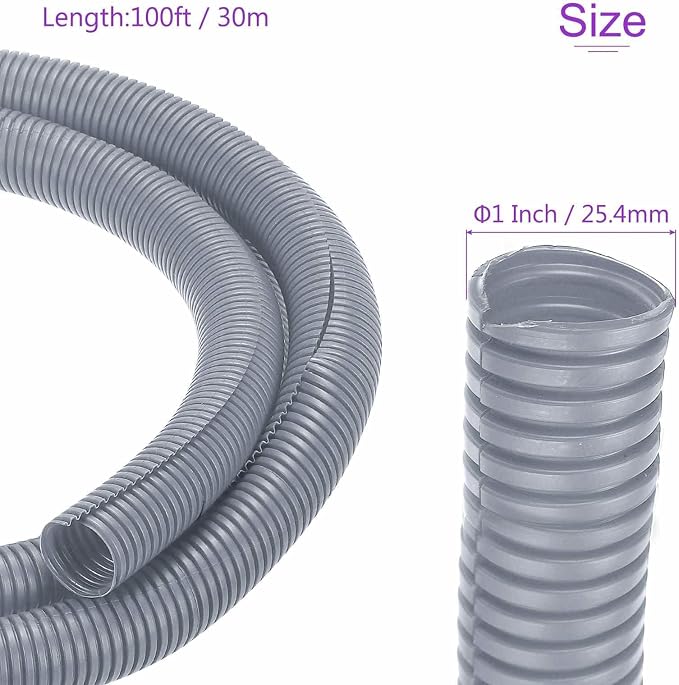 DMiotech 10ft Wire Loom Split Tubing 1 1/4 Inch(31.8mm) ID, Cord Protectors from Pet Flexible Conduit Cable Management for Office Home Garden, Gray