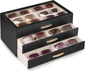 Lolalet Enlarged Sunglasses Organizer for women | Multi Eyewear Storage Box, Eye Glasses Case Display Holder with Clear Lid for Eyeglass Collection