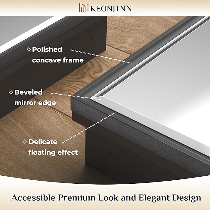 Keonjinn 24” x 30” Black Bathroom Medicine Cabinets with Mirror Recessed or Surface Wall-Mounted Aluminum Alloy Metal Framed Beveled Bathroom Mirror, Large Single Door Farmhouse Storage Cabinet Mirror