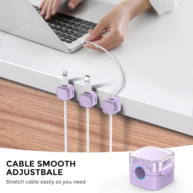 AhaStyle Magnetic Cable Organizer [1s Lock] 6 Pack Cord Holders Cable Clips | Strong Adhesive Hide Cable Cord Keeper Adhesive Wire Organizer Keeper for Nightstand Kitchen Car Office
