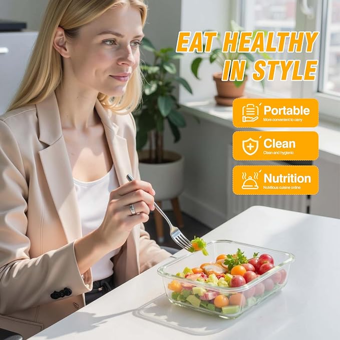 5 PACK 36 oz Glass Meal Prep Containers, Glass Food Containers with Snap-Lock Lids, Airtight Lunch Containers, Microwave, Oven, Refrigerator and Dishwasher Safe，Gray