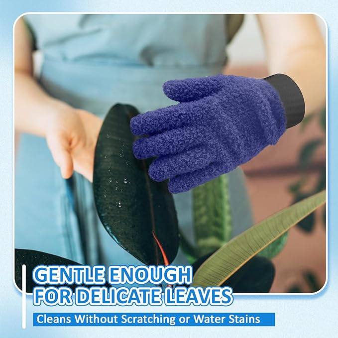 MIG4U Microfiber Gloves - Dusting Gloves for House Cleaning - Washable Blind Cleaner Duster Tool (Navy,S/M)