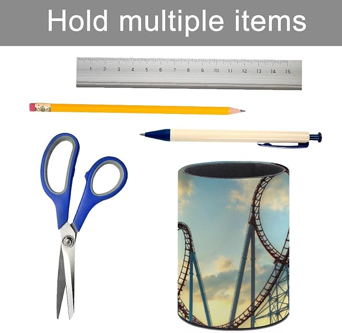 Roller Coaster Pen Holder Pencil Cup for Desk Organizer | Cute Makeup Brush Holder PU Multifunctional Office Suppliesfor Decor Home Classroom School