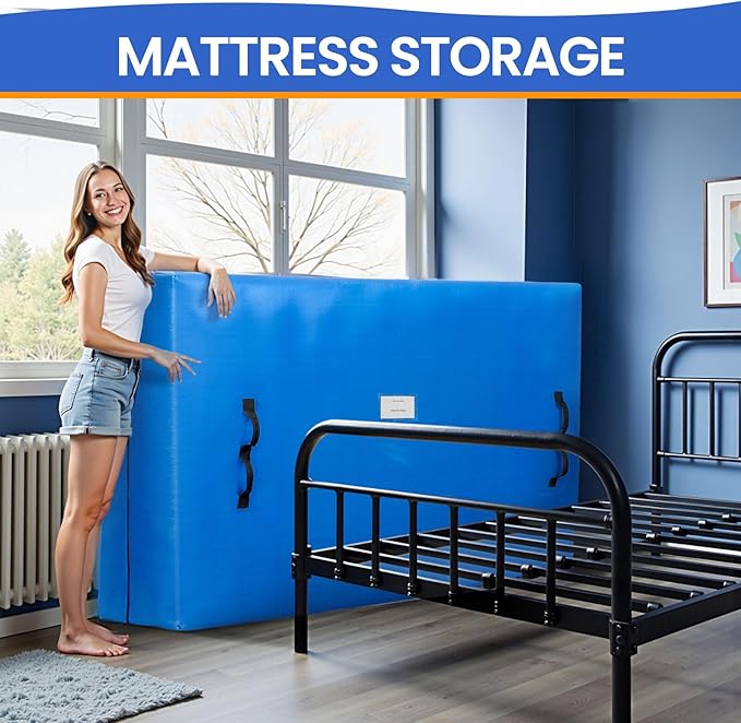 BAGAIL Mattress Bags for Moving, Mattress Covers with Heavy Duty Handles, Reusable Mattress Storage Bag for Moving Supplies(Blue, Twin XL)