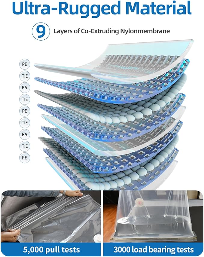 Vacuum Storage Bags for moving, Vacuum Seal Bags for Memory Foam, Latex, Clothing & Bedding, Space Saver Bags for Organization and Storage (XXXX-Large)
