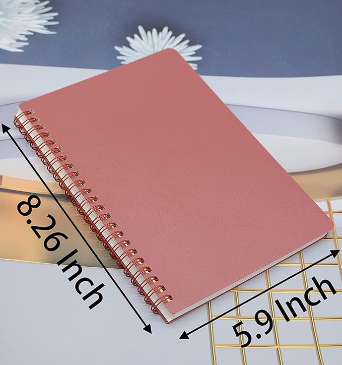 Yansanido Spiral Notebook, 4 Pcs 4 Color A5 Thick Plastic Hardcover 7mm College Ruled Paper 80 Sheets (160 Pages) Journal for School and Office Supplies (4 Pcs A5)