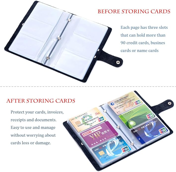 boshiho Leather Credit Card Holder Business Card Case Book Style 90 Count Name ID Card Holder Book