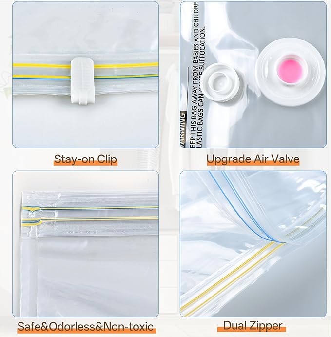 Vacuum Storage Bag with Rechargeable Cordless Pump, 9 Pack Vacuum Seal Space Saver Bags for Clothing Clothes Travel Home