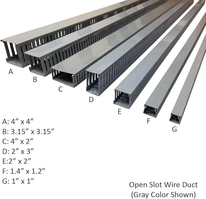 Electriduct 2" W x 2" H Open Slot Wire Duct Cable Raceway - 12 Sticks | 79 Feet - Black