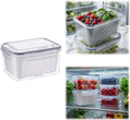 Fruit Storage Containers for Fridge with Removable Colander, Airtight Produce Storage Containers with Lids, Fridge Organizers and Storage for Berry, Fruit, Vegetables, Salad & Meal Prep (Gray, L)