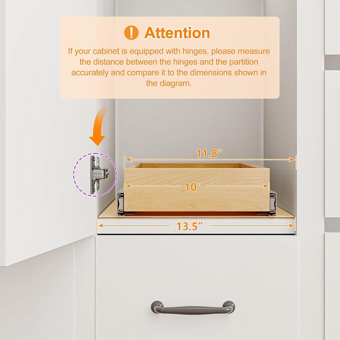 Pull Out Cabinet Organizer, 11" W x 21" D | Soft Close Pull Out Drawers for Cabinets with Heavy Duty Slides, Wood Slide Out Drawers for Kitchen Cabinets