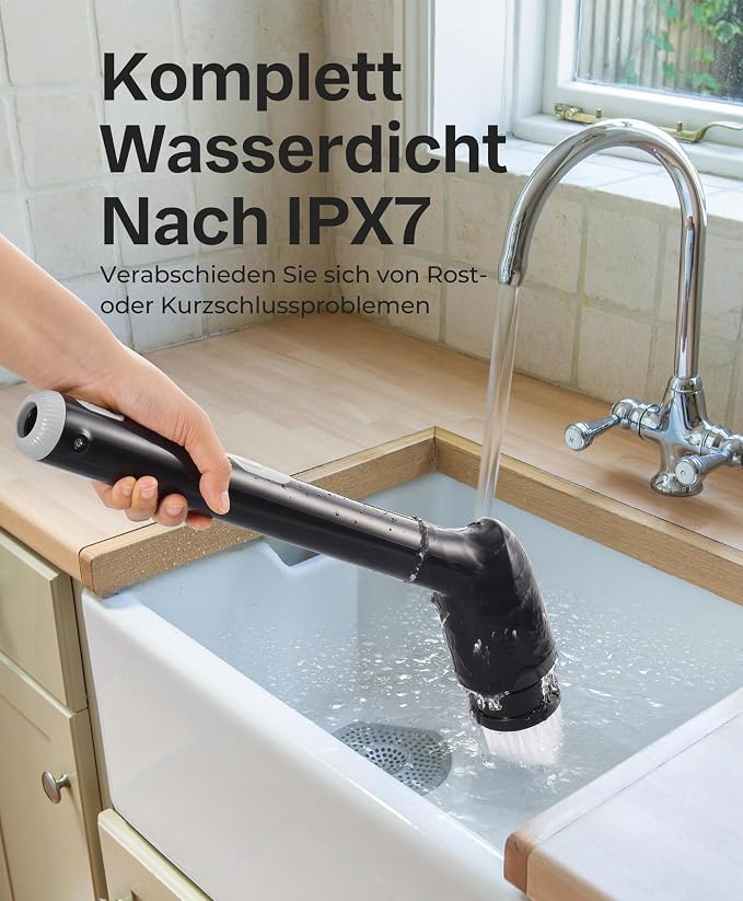 LyriFine Electric Spin Scrubber, New Full-Body IPX7 Waterproof Bathroom Cleaner Brush, Shower Scrubber with Long Handle & 2 Speed, Heads Replacement, Cleaning Supplies for Tub Shower Tile Floor