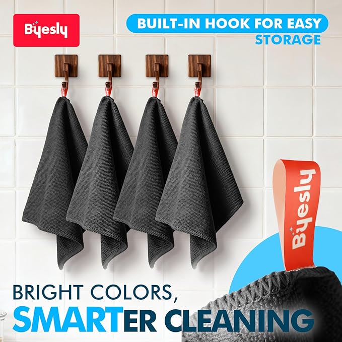 12-Pack Microfiber Cleaning Cloth, 11.5x11.5 Microfiber Towels for Cars, Dishes & House, for Detailers, Chefs & Efficient Home | Scratch-Free, Lint-Free, Ultra Absorbent(Black)