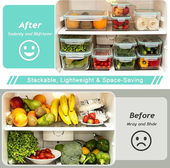 8 Pack Glass Meal Prep Containers with Lids, Glass Food Storage Containers with Snap Locking Lids, Airtight Lunch Containers for Microwave, Oven, Freezer and Dishwasher BPA Free (Green)