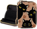 Credit Card Holder for Women,Small Rfid Wallet with Keychain Zipper,Cute PU Leather Card Case Wallet，Accordion Credit Card Wallets Gift,Three Black Cats
