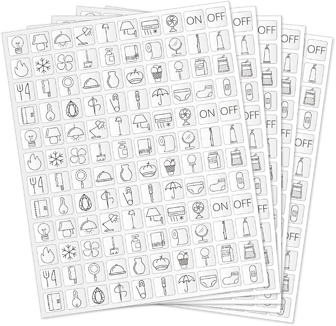 600 Pcs Light Switch Sticker Labels, 40 Designs Transparent Switch ID Stickers Black Switchboard Label Decals for Home, Kitchen, Bathroom, Office School