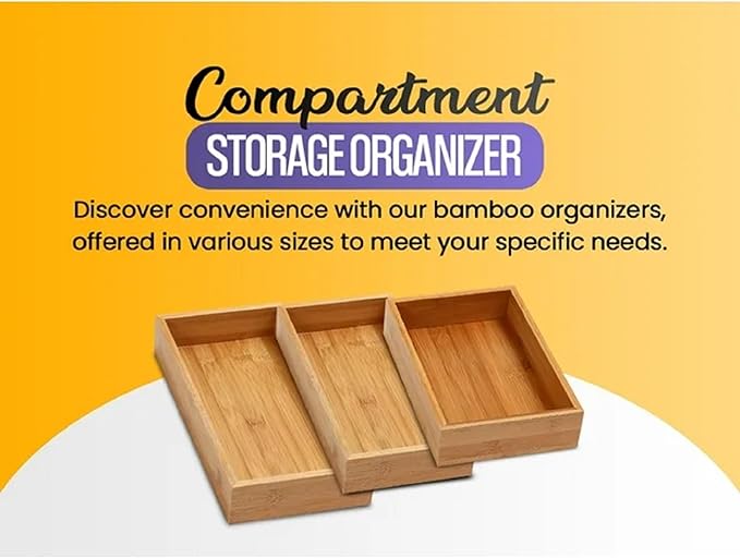 YBM HOME Bamboo Drawer Organizer Storage Box for Kitchen Drawer, Junk Drawer, Office, Bedroom, Children Room, Craft, Sewing, and Bathroom, 2 Pack 3x6x2 inch