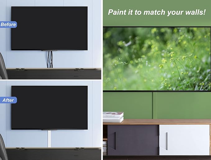 ZhiYo TV Cord Hider for Wall Mounted TV 34in(2X L17in), Large Cord Cover Wall, PVC Cable Management Raceway Kit, Wire Hider for Wall, Beige Wire Concealer, W2in x H0.7in
