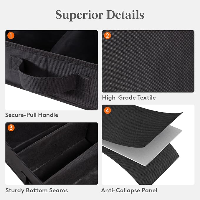 Lifewit 2-Pack Under Bed Shoe Storage, 4.3 Inches Low Profile Fabric Slim Shoe Organizer for Closet with Clear Cover, Set of 2 Thin Stackable Shoe Boxes Hold 24 Pairs, Black