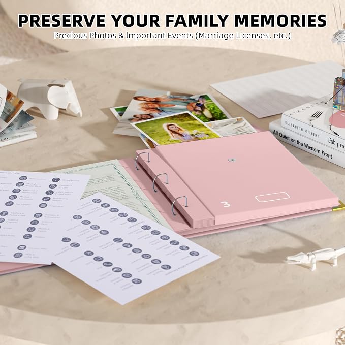 Important Document Organizer – Emergency File Folder Protect Your Family’s Legacy with 3-Ring and Label Pockets, Perfect for Home Office Filing and Gift Giving on Special Occasions