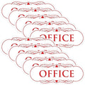 All Quality Designer Office Sign | Easy Installation - White/Red - Large (10 Pack)