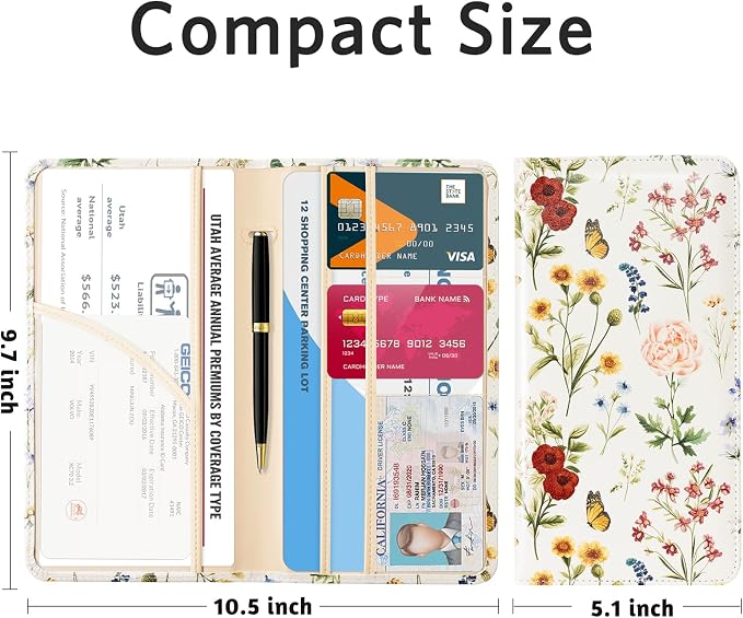CoBak Car Registration and Insurance Holder | Vehicle Glove Box Organizer, Auto Truck Compartment Document Case with Magnetic Closure for Insurance & Driver License