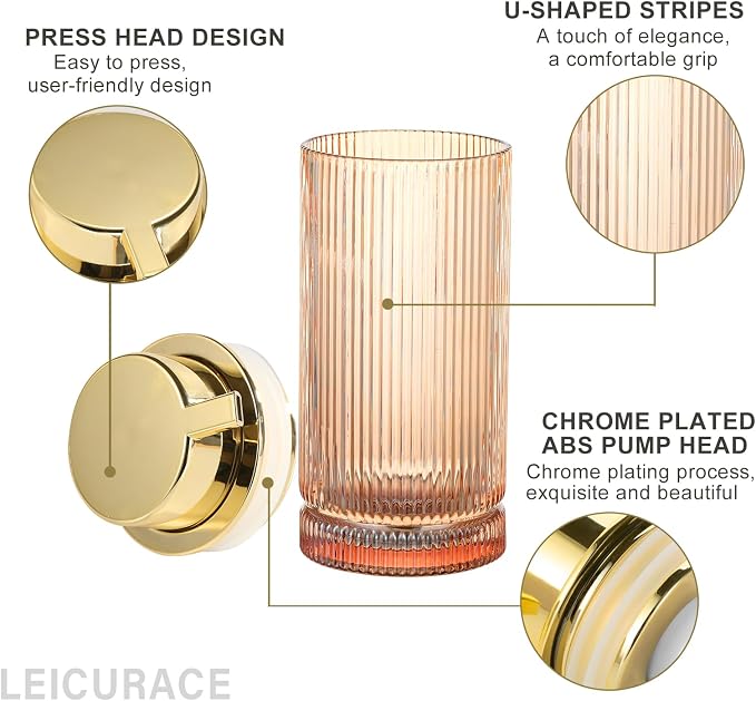 Glass Foam Soap Dispenser, Refillable Foaming Dispenser with Gold Pump, Foam Hand Soap Dispenser for Bathroom Kitchen, Modern Home Bathroom Kitchen Decor （Foam Type/Clear）