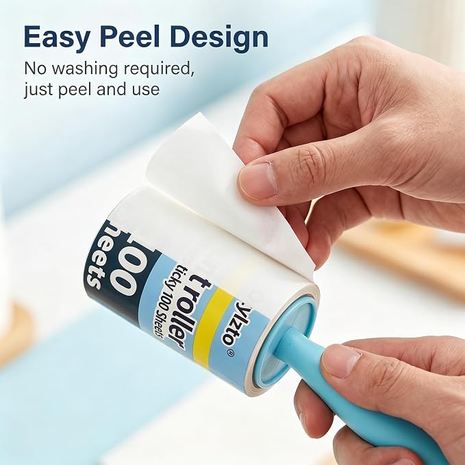 Otylzto 600 Sheets Extra Sticky Lint Rollers for Pet Hair lint Remover | Easy Spiral Tear for Clothes with Ergonomic Handle, for Furniture, Carpet, Car Seat, Lint roller refills house necessities