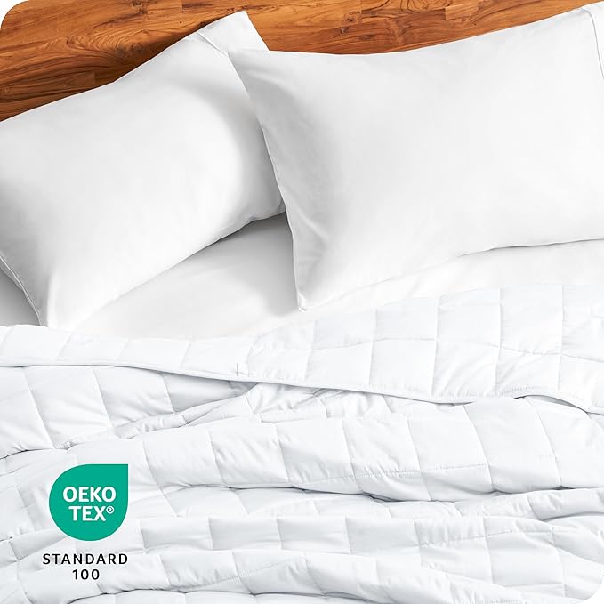 Bare Home Weighted Blanket Full or Queen Size 15lb (48" x 72") for Adults - All-Natural 100% Cotton - Premium Heavy Blanket Nontoxic Glass Beads (White, 48"x72")