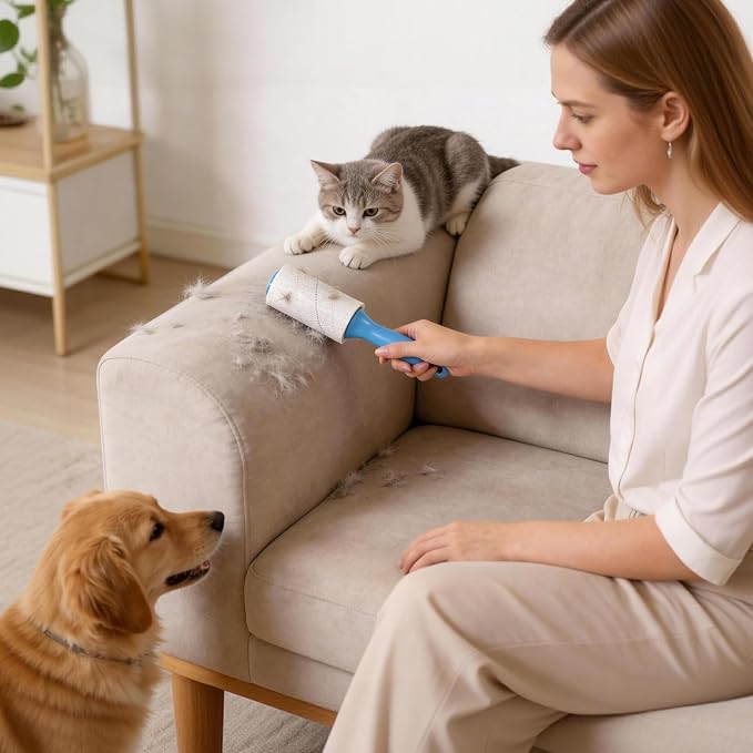 Extra Sticky Lint Roller for Pet Hair, 800 Sheets with 2 Handles | Easy Spiral Tear Lint Rollers,Lint Remover for Clothes, Dog and Cat Hair Remover with Ergonomic Handle