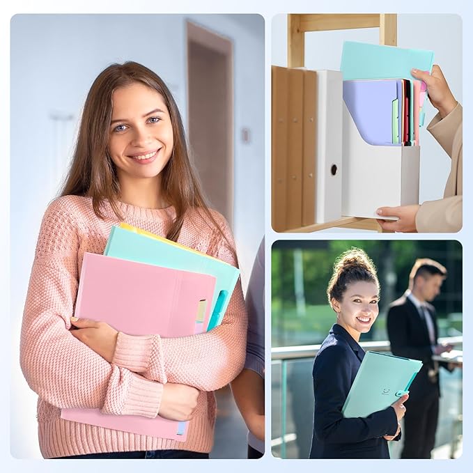 Forvencer Accordion File Organizer, Letter Size, 7 Pocket Expanding File Folder, Cute File Folder with Labels, Portable File Organizer for School Office Supplies, Folders for Documents, Purple