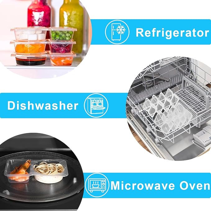Pure Future 20-Pack Reusable Snack Containers with Lids, 2-Compartment Snackle Box Container for Meal Prep, Portion Control Snack Pack for Office, Travel & Gym, Microwave Safe (40 Pcs)