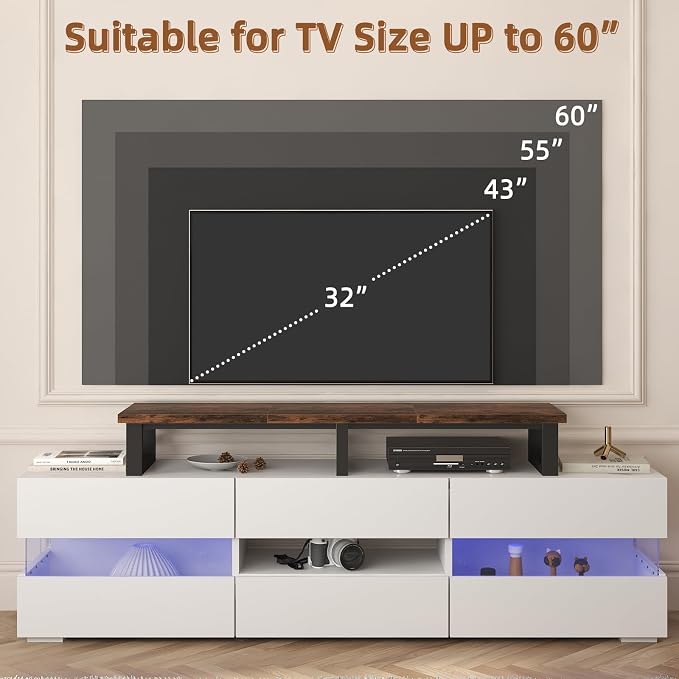 YAOHUOO 45" Large TV Riser for 32-60 inch TV, TV Riser Stand Shelf,Brown